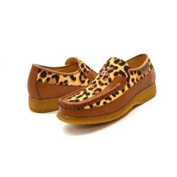 British Walkers Power Cheetah Design Men's Leather Custom Made
